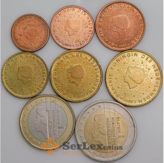 Нидерланды набор Евро 1 цент - 2 евро 2000-2003 (8 шт) XF-AU арт. 45685