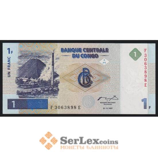 Конго 1 франк 1997 Р85 aUNC арт. 52810