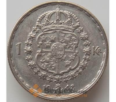 Монета Швеция 1 крона 1948 КМ814 VF арт. 11806