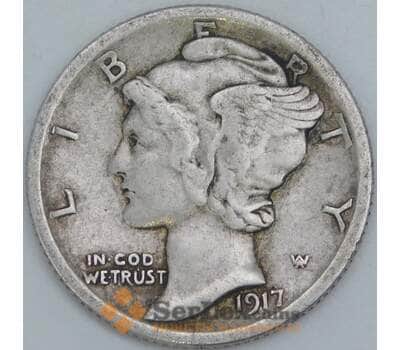 США дайм 10 центов 1917 КМ140 VF арт. 56846