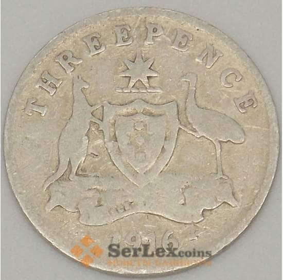 Австралия 3 пенса 1916 КМ24 F Серебро Георг V (J05.19) арт. 17502