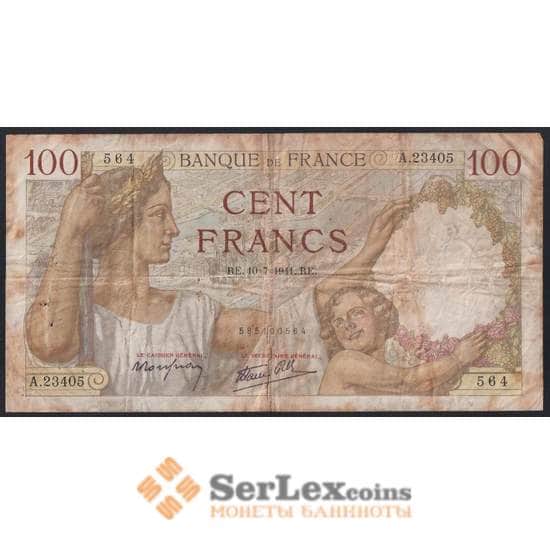Франция банкнота 100 франков 1941 Р94 VG  арт. 47744