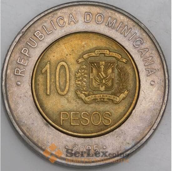 Доминиканская республика монета 10 песо 2005 КМ106 ХF арт. 45248