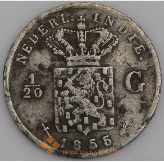 Нидерландская Восточная Индия 1/20 гульдена 1855 КМ303 F  арт. 46211