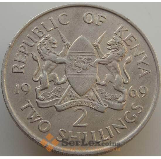 Кения 2 шиллинга 1969 КМ15 VF Первый президент арт. 9233