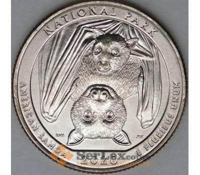 Монета США 25 центов 2020 UNC 51 парк Американское Самоа D арт. 21751