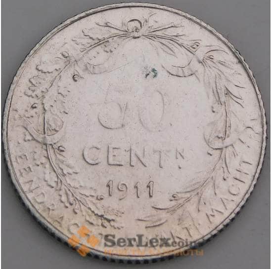 Бельгия 50 сантимов 1911 КМ71 XF DER BELGEN арт. 46640