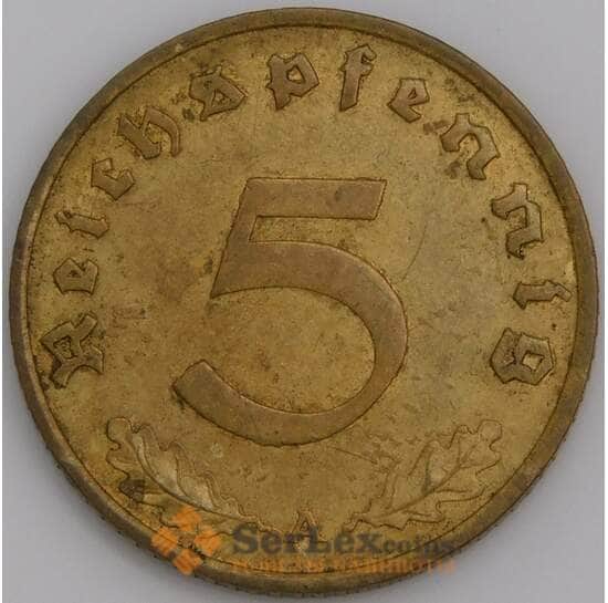 Германия монета 5 пфеннигов 1938 А КМ91 AU арт. 47668