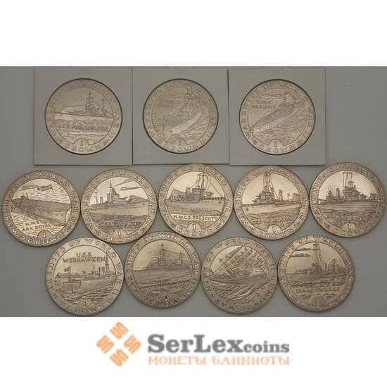Гибралтар Набор 1 крона 1993 (12 шт) UNC Корабли второй мировой войны арт. 21446