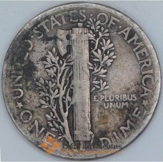 США дайм 10 центов 1943 КМ140 F арт. 56855