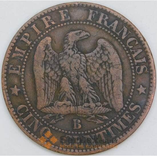 Франция 5 сантимов 1853 B КМ777 VF арт. 56496