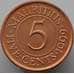 Монета Маврикий 5 центов 1987-2012 КМ52 aUNC арт. 8993