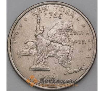 Монета США 25 центов 2001 D КМ318 Нью Йорк арт. 28346