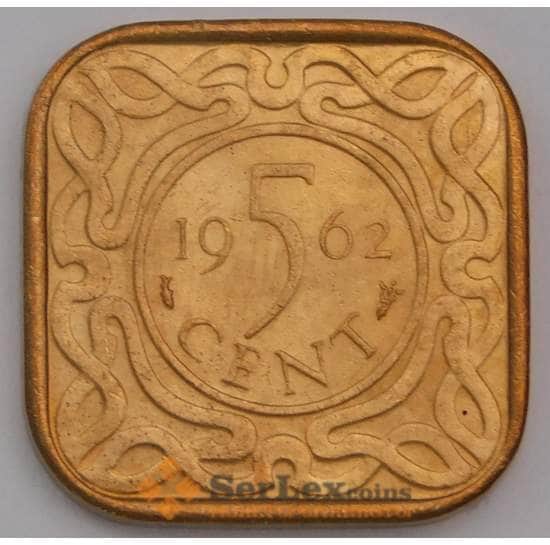 Суринам монета 5 центов 1962 КМ12 UNC арт. 41486