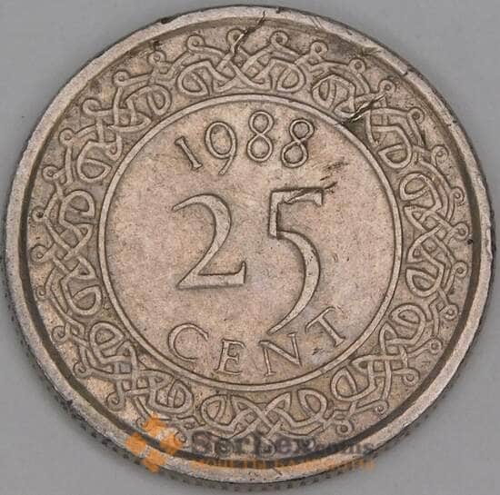 Суринам 25 центов 1988 КМ14а VF арт. 52892