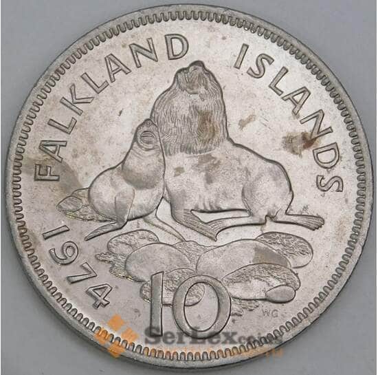 Фолклендские острова 10 пенсов 1974 КМ5.1 XF пятна арт. 56248