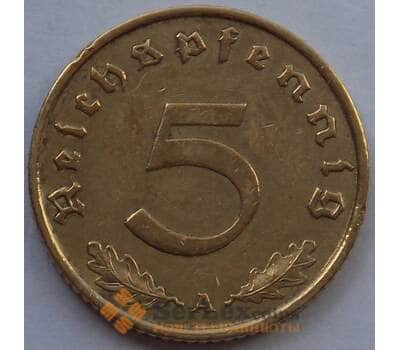 Монета Германия 5 пфеннигов (рейхспфеннигов) 1939 А КМ91 VF (J05.19) арт. 15016