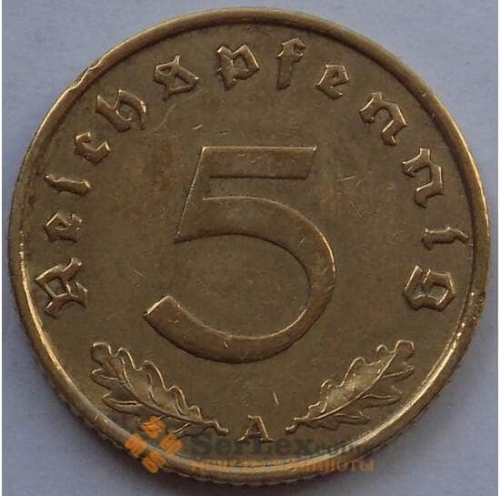Германия 5 пфеннигов (рейхспфеннигов) 1939 А КМ91 VF (J05.19) арт. 15016