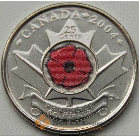 Канада монета 25 центов 2004 Начало 1-й Мировой войны UNC арт. С04190