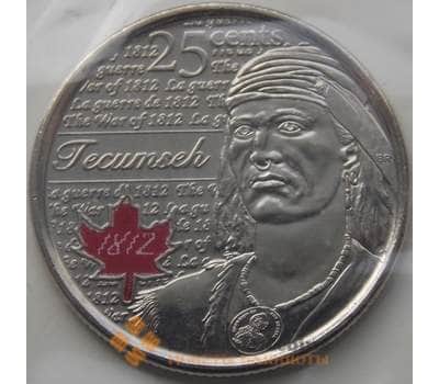 Монета Канада 25 центов 2012 Текумсе (война 1812) Unc цветная арт. С04198
