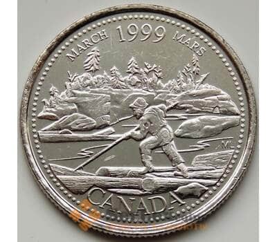 Монета Канада 25 центов 1999 КМ344 UNC Март арт. С04224