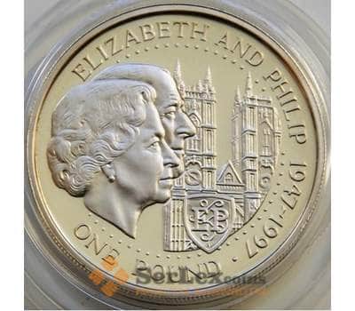 Монета Гернси 1 фунт 1997 КМ70 Годовщина свадьбы Proof Серебро арт. С04239