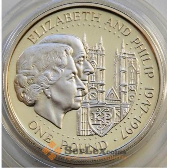 Гернси 1 фунт 1997 КМ70 Годовщина свадьбы Proof Серебро арт. С04239