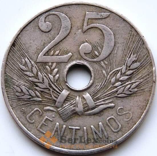 Испания 25 сентимо 1927 КМ742 F-VF арт. С04284