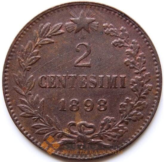 Италия 2 чентезимо 1898 R КМ30 AU арт. С04323