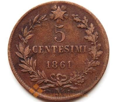 Монета Италия 5 чентезимо 1861 N КМ3.3 VF арт. С04326