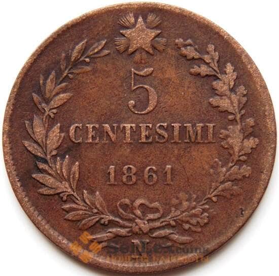 Италия 5 чентезимо 1861 N КМ3.3 VF арт. С04326