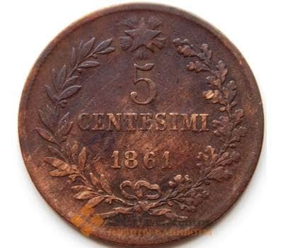 Монета Италия 5 чентезимо 1861 M КМ3.2 F+ арт. С04327