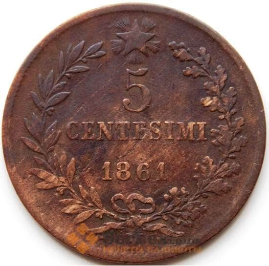 Италия 5 чентезимо 1861 M КМ3.2 F+ арт. С04327