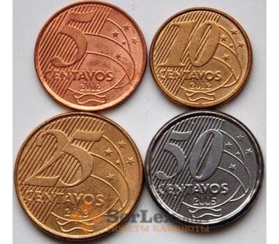 Монета Бразилия Набор 5, 10, 25, 50 cентаво 2005-2013 КМ648-651 UNC арт. С04374