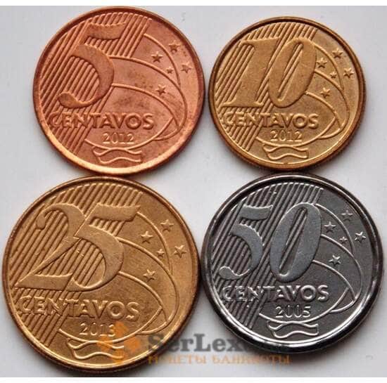 Бразилия Набор 5, 10, 25, 50 cентаво 2005-2013 КМ648-651 UNC арт. С04374