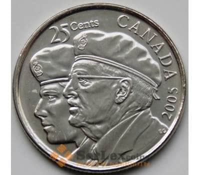 Монета Канада 25 центов 2005 КМ535 Ветераны UNC арт. С04442