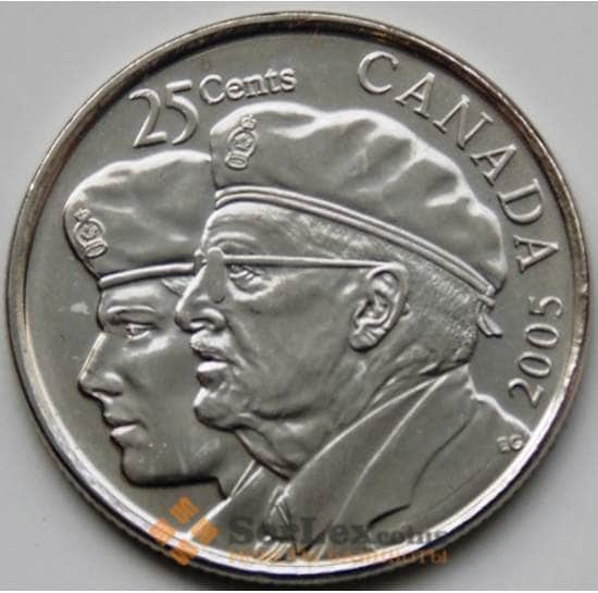 Канада монета 25 центов 2005 КМ535 Ветераны UNC арт. С04442
