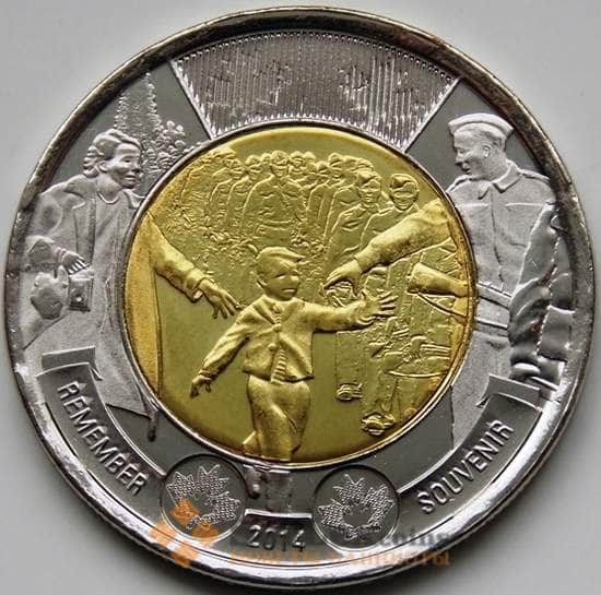Канада монета 2 доллара 2014 Подожди меня, папа UNC арт. С04446