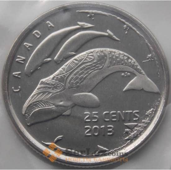 Канада монета 25 центов 2013 Охота на китов UNC глянцевые арт. С04454