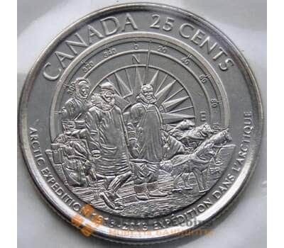 Монета Канада 25 центов 2013 Арктическая экспедиция UNC глянцевые арт. С04455