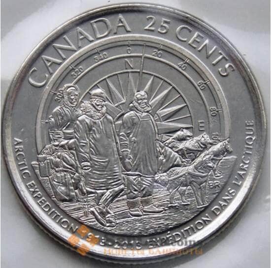 Канада монета 25 центов 2013 Арктическая экспедиция UNC глянцевые арт. С04455