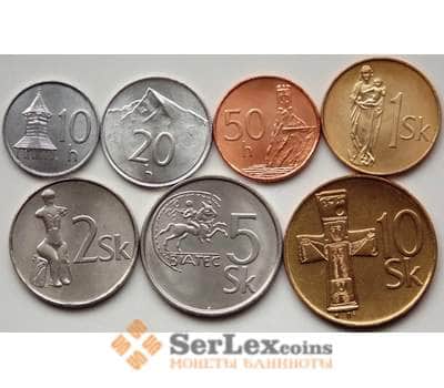 Монета Словакия набор 10, 20, 50 геллеров, 1, 2, 5, 10 крон. 2000-2007 UNC арт. С04299