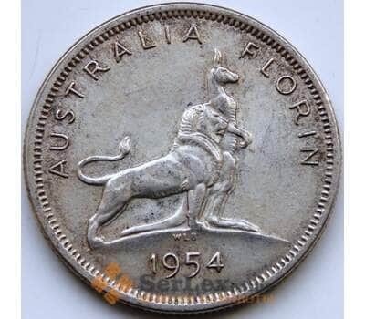 Монета Австралия 1 флорин 1954 КМ55 XF Серебро арт. С04473