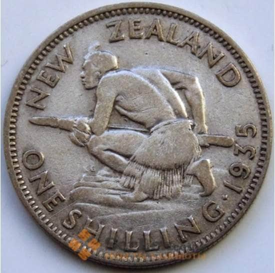 Новая Зеландия монета 1 шиллинг 1935 КМ3 VF Серебро арт. С04542