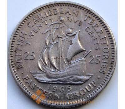Монета Восточно-Карибские острова 25 центов 1965 КМ6 VF Корабль арт. С04510