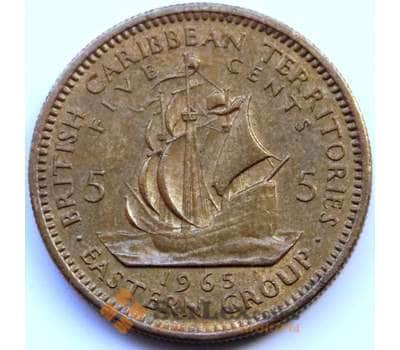 Монета Восточно-Карибские острова 5 центов 1965 КМ4 VF Корабль арт. С04512