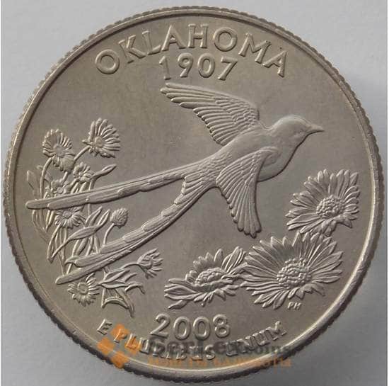 США 25 центов 2008 D КМ421 UNC Оклахома (J05.19) арт. 17396