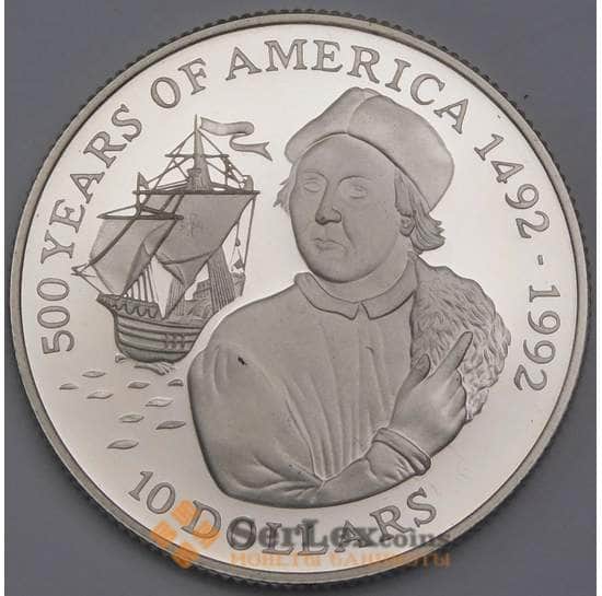 Острова Кука монета 10 долларов 1990 КМ121 Proof Христофор Колумб арт. 42287