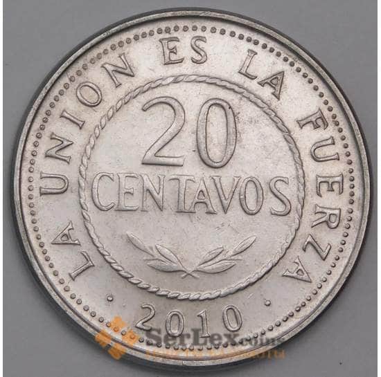 Боливия монета 20 сетаво 2010 KM215 UNC арт. 41271