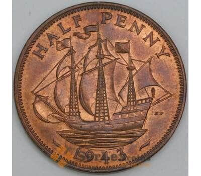 Великобритания 1/2 пенни 1943 КМ844 aUNC-UNC арт. 56223